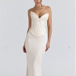 House of CB Eve Ivory Satin Corset Maxi Dress - Limited Edition
